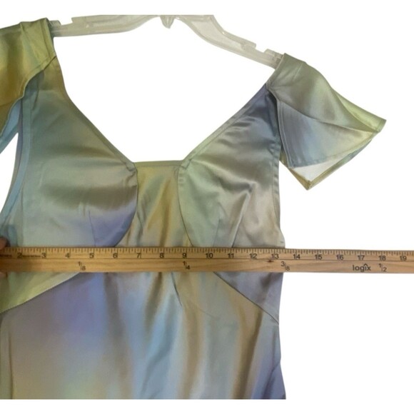 WeWoreWhat Slip Maxi Satin Dress XS Rainbow Babydoll Flowing Tiered Dainty Party - Picture 10 of 11